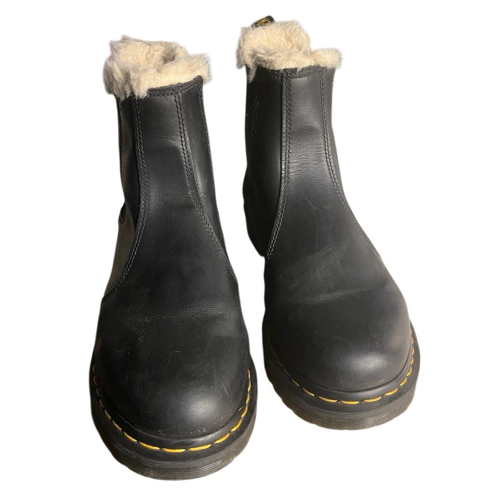Black Faux Fur-Lined Chelsea Boots - Women's - Picture 2 of 8